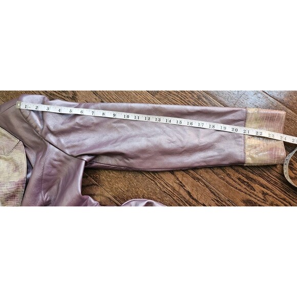 Max Nugus Haute Couture Ladies Pant Suit M/ 32" Metallic Purple Faux Snake Skin - Picture 10 of 16
